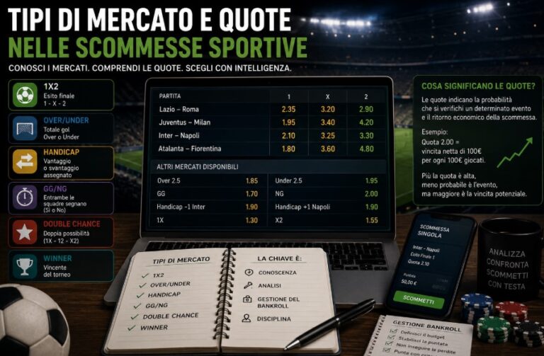 cosa sono le quote e i mercati nel betting